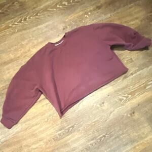 Left On Friday Women's Crewneck Fleece Cotton Logo Sweatshirt Burgundy XL